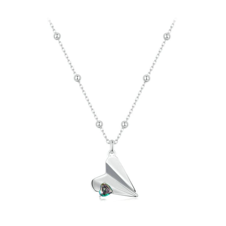 Collana aereo di carta in argento sterling S925 placcato platino per San Valentino (SCN516) - Immagine 1