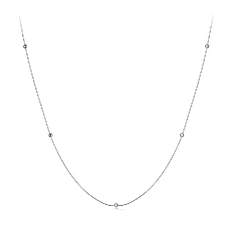 Collana a osso di serpente sottile in argento sterling S925 placcato platino (BSN409) - Immagine 1