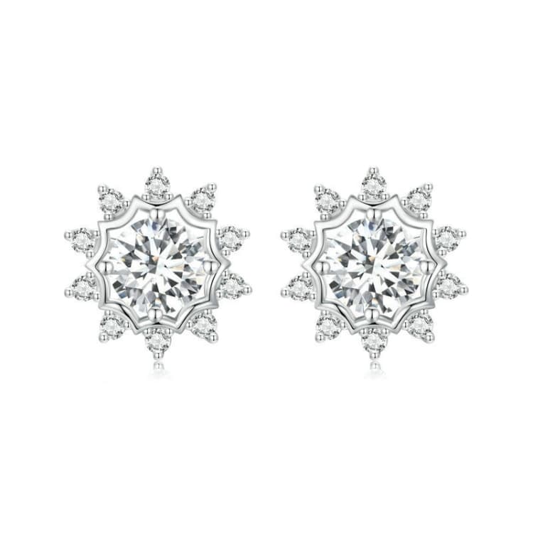 Orecchini in argento sterling S925 placcato oro bianco con moissanite scintillante (MSE048) - Immagine 1