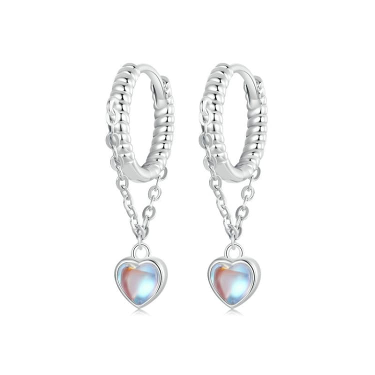 Orecchini a cuore agile con ciondolo in argento sterling S925 placcato platino (BSE995) - Immagine 1