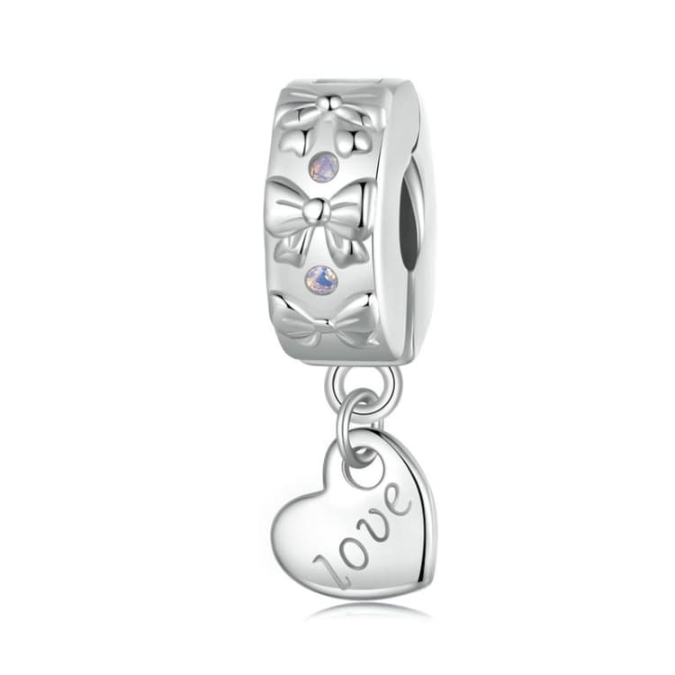 S925 Sterling Silver Platinum-Plated Bow Heart Positioning Buckle Bracelet Accessories Beaded(SCC2903) - Immagine 1