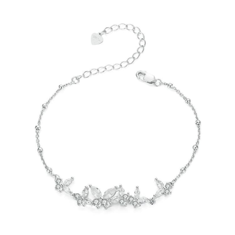 Bracciale in argento sterling S925 placcato platino con farfalla volante e cucitura (BSB162) - Immagine 1