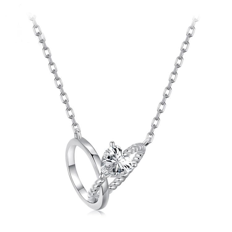 Collana doppio anello per coppia in argento sterling S925 placcato platino (SCN535) - Immagine 1