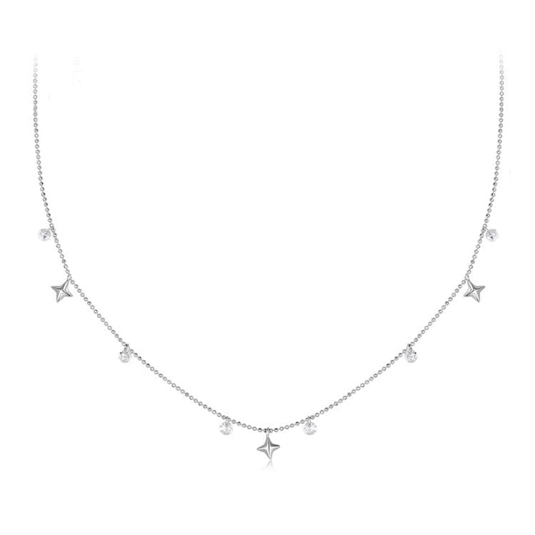 Collana con ciondolo a nappa cielo stellato dinamico placcato platino in argento sterling S925 (BSN414) - Immagine 1
