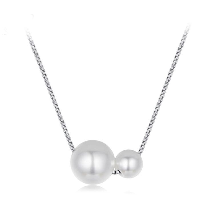 Collana di perle elegante in argento sterling S925 placcato platino con catena clavicolare regolabile (BSN429) - Immagine 1