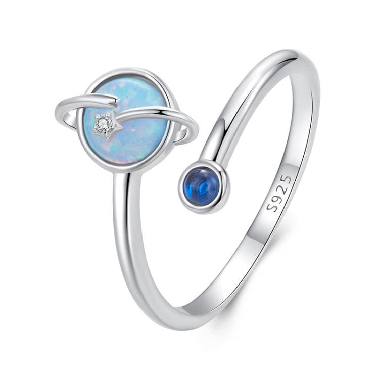 S925 Sterling Silver Platinum-Plated Fantasy Mysterious Planet Open Adjustable Ring(SCR1087-E) - Immagine 1