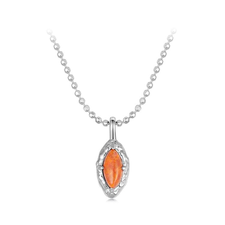 Collana elegante a clavicola in argento sterling S925 placcato platino con opale fiamma (BSN413) - Immagine 1