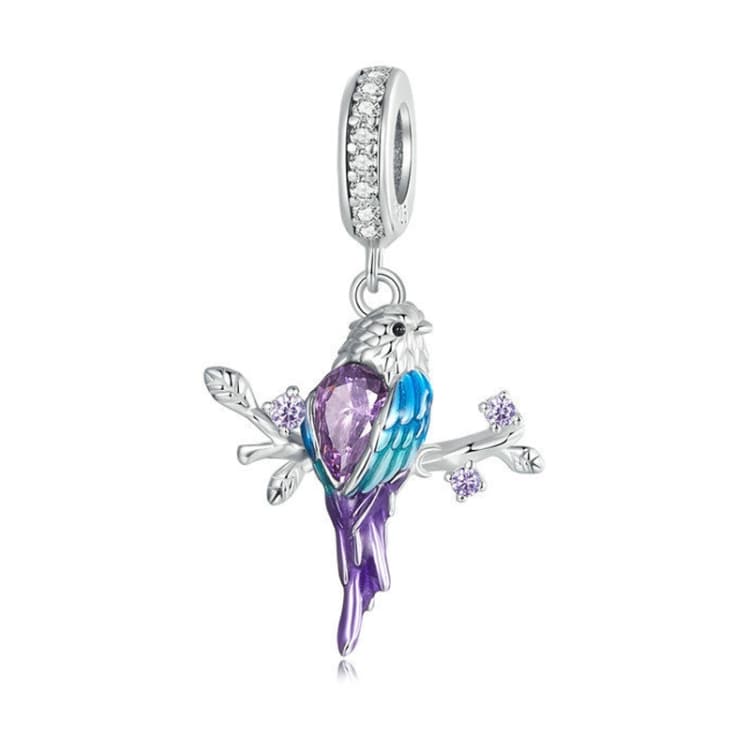 S925 Sterling Silver Platinum Plated Gradient Color Kingfisher Pendant DIY Beads(BSC985) - Immagine 1