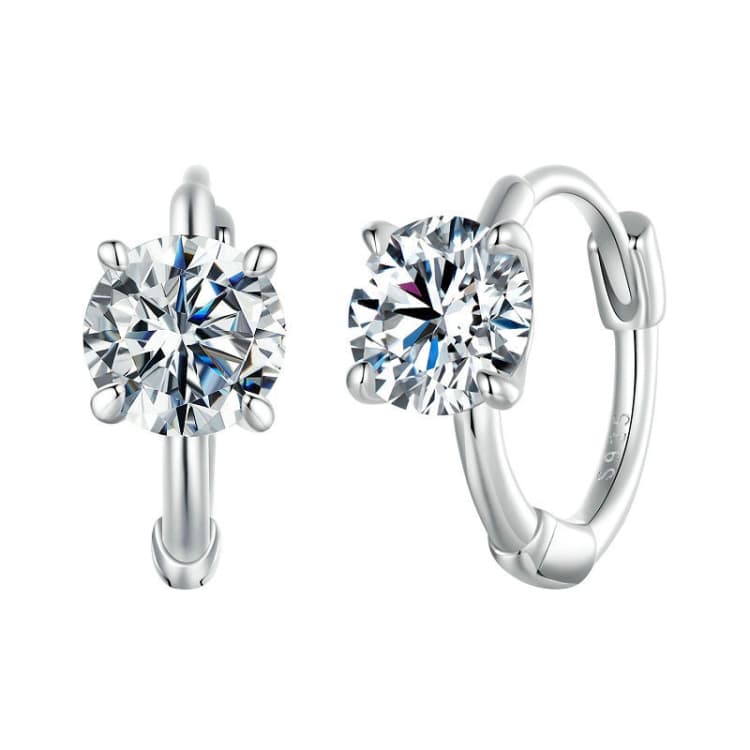 Orecchini a clip in argento sterling S925 placcato platino con moissanite (MSE064) - Immagine 1