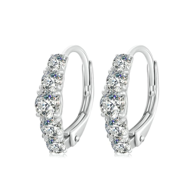 Orecchini da donna in argento sterling S925 placcato platino con moissanite (MSE045) - Immagine 1