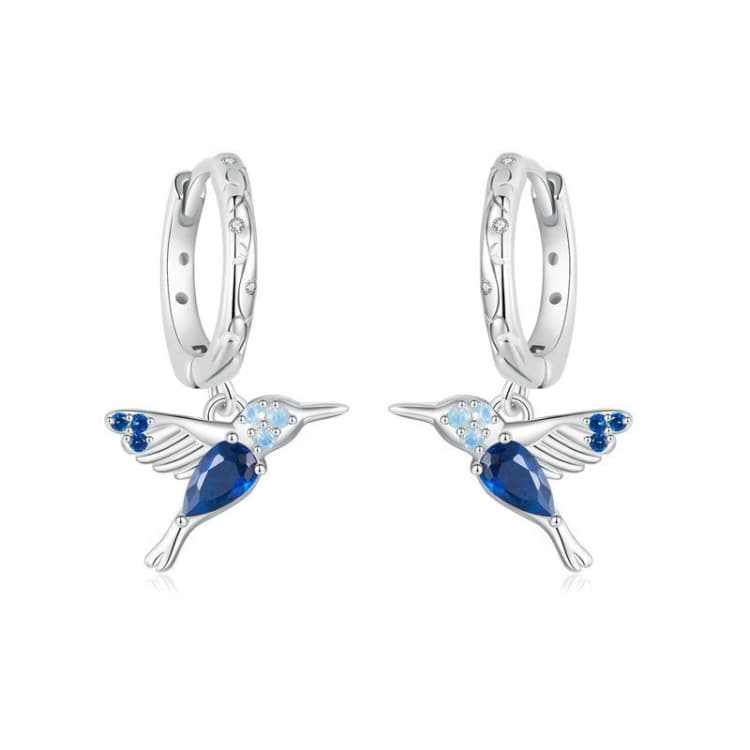 Orecchini donna in argento sterling S925 placcato platino con opale colibrì (BSE985) - Immagine 1