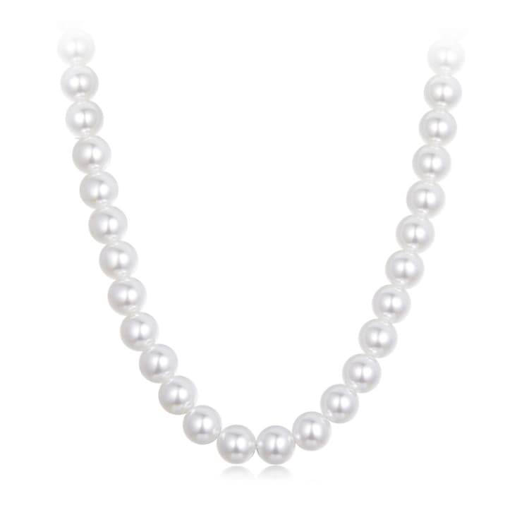 Collana di perle in argento sterling S925 placcato platino, colore: 8mm - Immagine 1