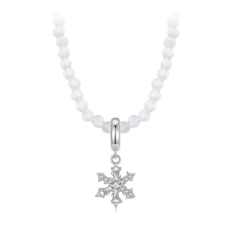 Collana a forma di fiocco di neve romantico invernale in argento sterling S925 placcato platino (BSN416) - Immagine 1