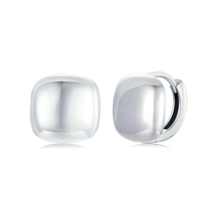 Orecchini quadrati placcati platino in argento sterling S925 (BSE973) - Immagine 1