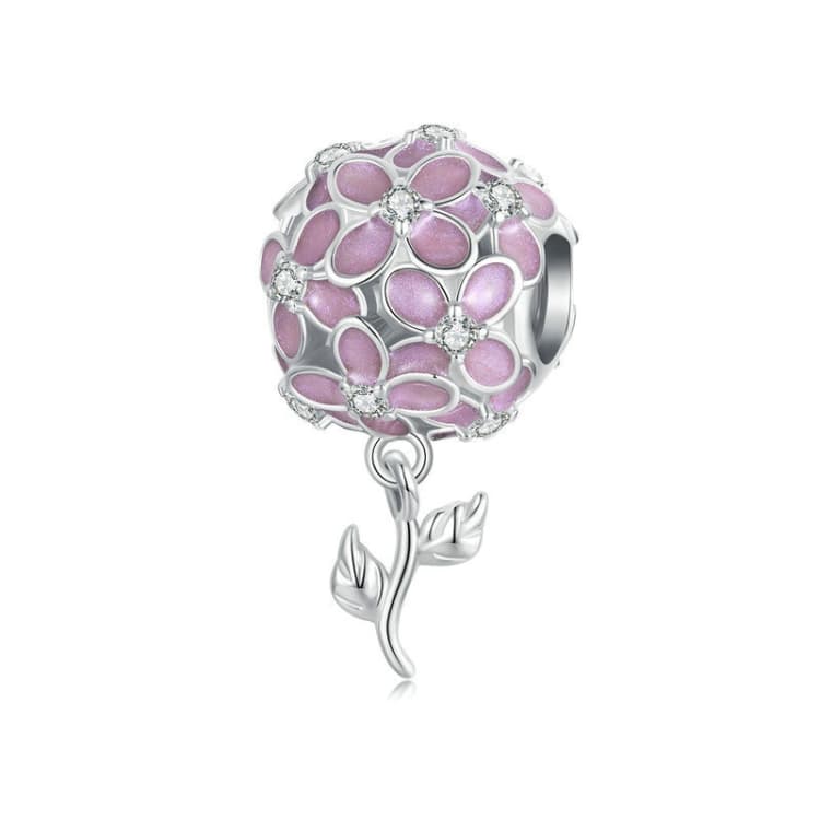 S925 Sterling Silver Platinum Plated Zircon Ball Flower DIY Beads(SCC2738) - Immagine 1