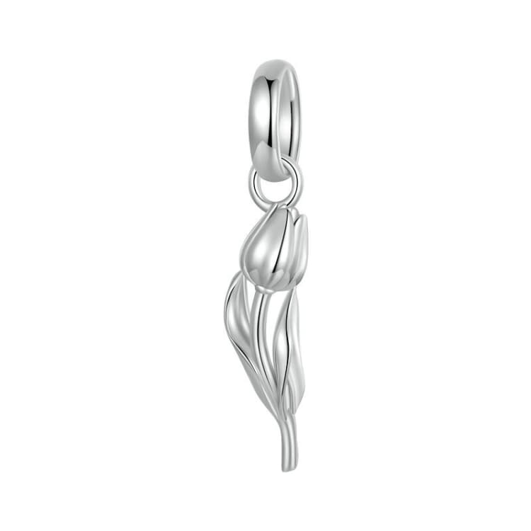 S925 Sterling Silver Platinum Romantic and Warm Tulip Beaded Jewelry Pendants(SCC2886) - Immagine 1