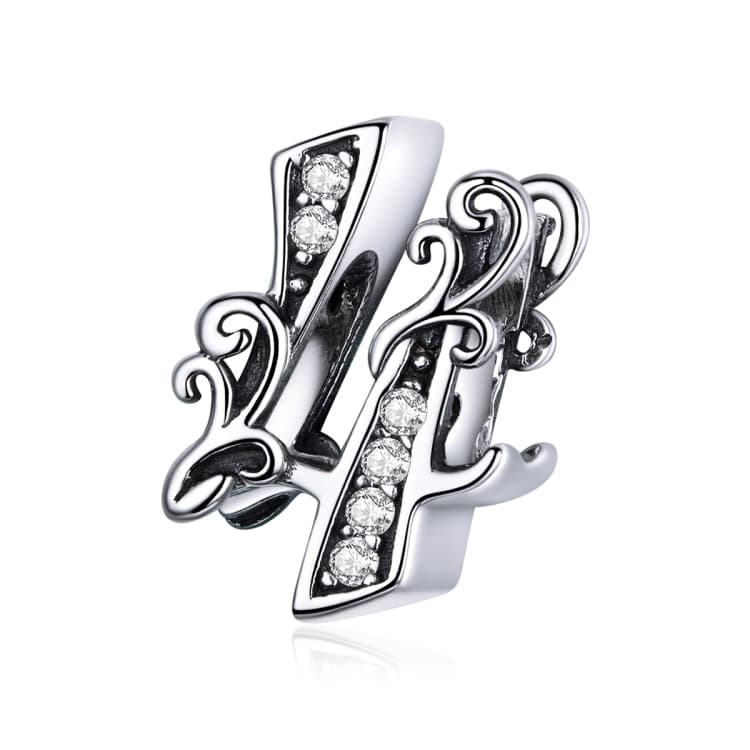 Perline in Argento Sterling S925 Serie Numeri 0-9 per Bracciali e Collane Fai da Te, Stile:4 - Immagine 1