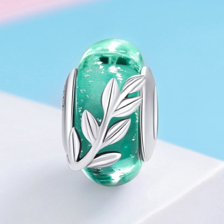 S925 Sterling Silver Seasons Colored Glass Beads DIY Bracelet Accessories(Green) - Immagine 1