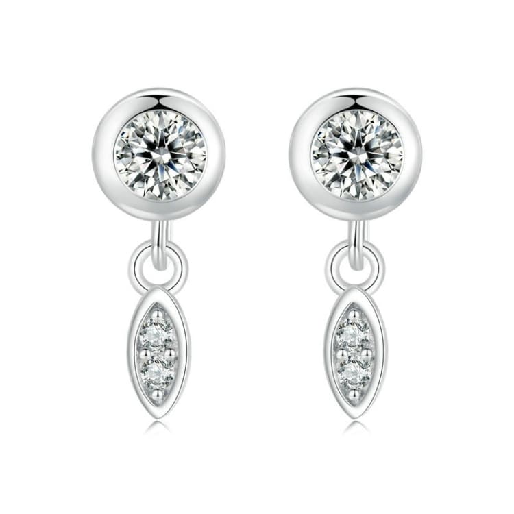 Orecchini a perno con zircone scintillante placcato oro bianco in argento sterling S925 (SCE1716) - Immagine 1