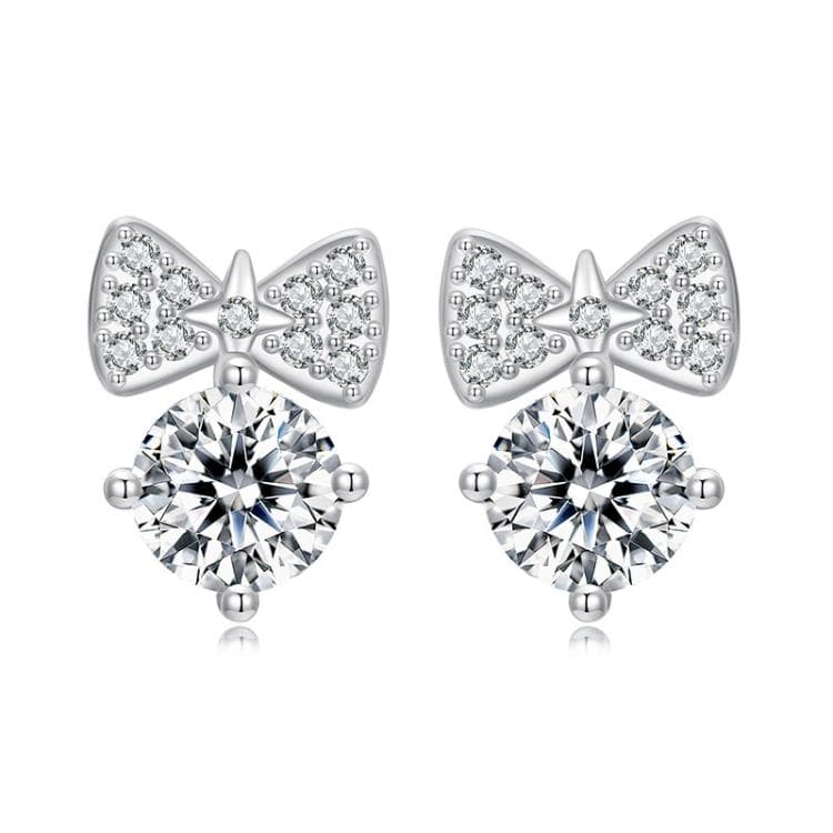 Orecchini a fiocco dolce e femminili in argento sterling S925 (BSE1143) - Immagine 1