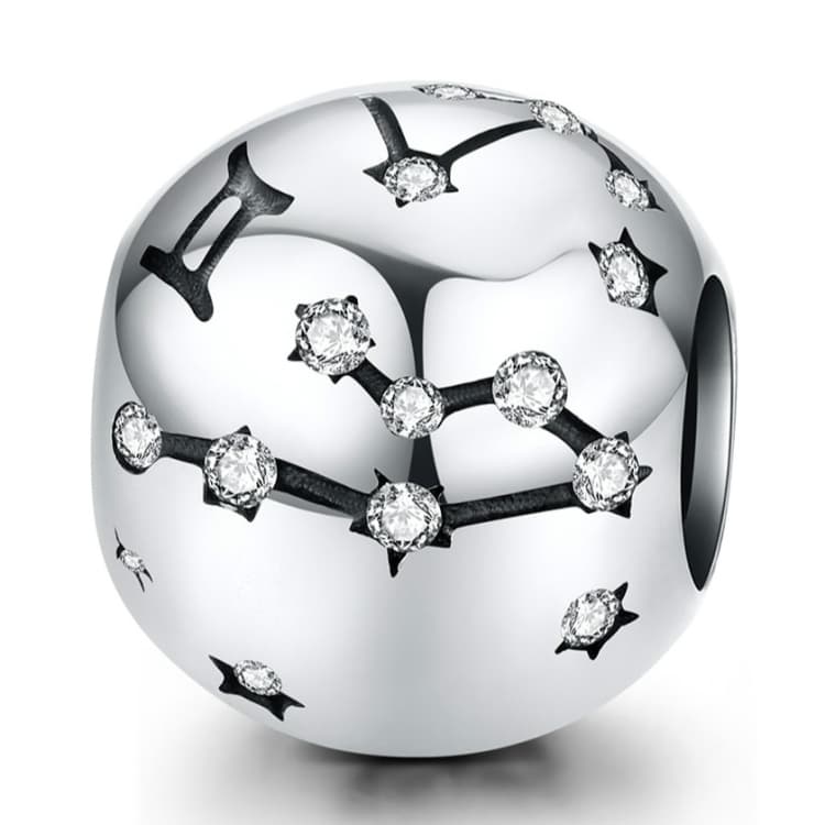 S925 Sterling Silver Twelve Constellation Beaded DIY Bracelet Accessories Jewelry Silver Beads, Style:Gemini - Immagine 1