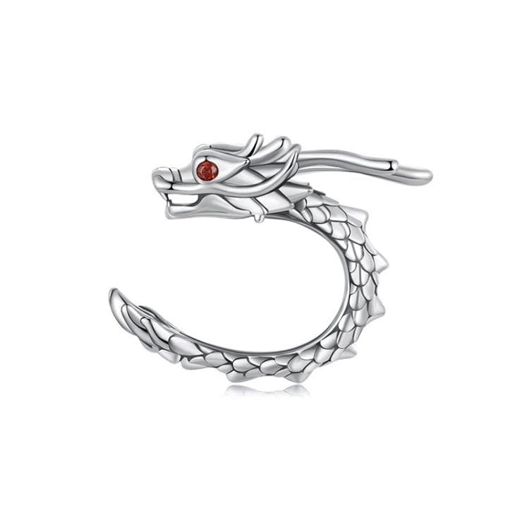 Orecchini a clip per orecchio a forma di drago con zirconi in argento sterling S925 (SCE1840) - Immagine 1