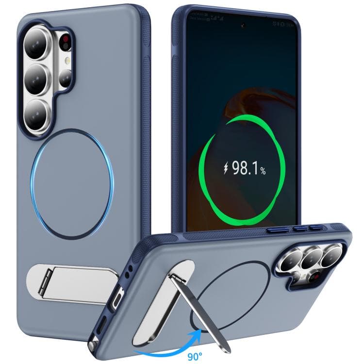 Samsung Galaxy S26 Ultra 5G Two-colors Imitation Original Magnetic Phone Case with Holder(Blue) - Immagine 1