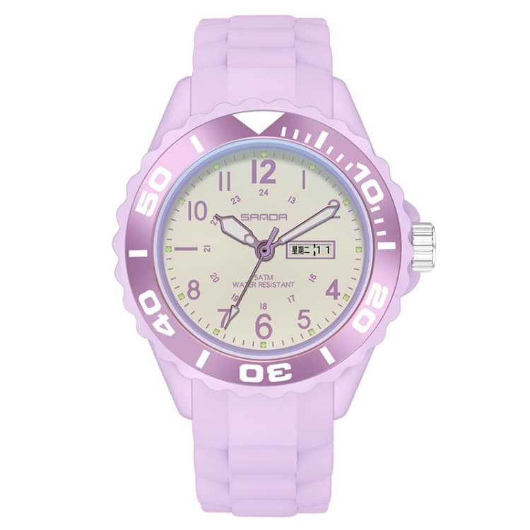SANDA 1053 Orologio Elettronico Impermeabile Donna con Cinturino in TPU e Doppio Display (Viola Taro) - Immagine 1