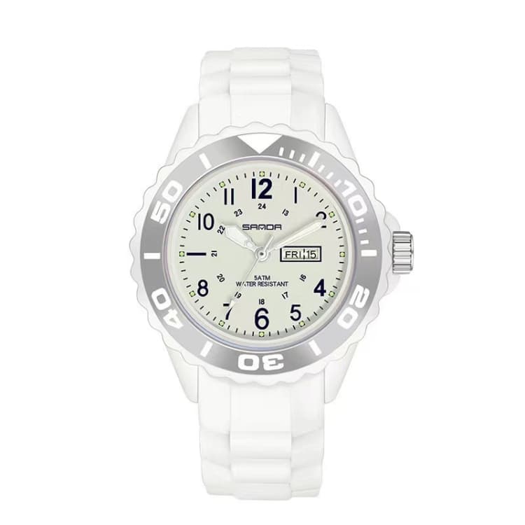 SANDA 1053 Orologio Elettronico Impermeabile Donna con Cinturino in TPU e Doppio Display (Bianco) - Immagine 1