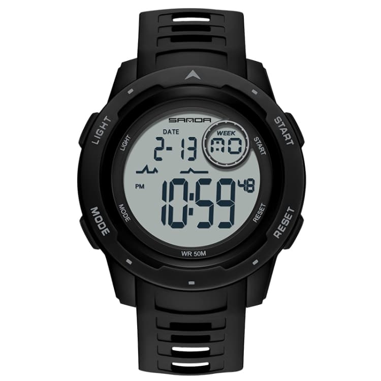 SANDA 2125 Luminous Waterproof Dual Display Electronic Watch(Black White) - Immagine 1