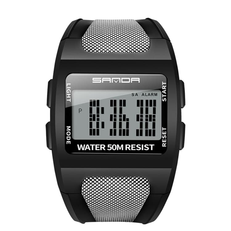 SANDA 222 Men Sports Outdoor Mountaineering Digital Electronic Watch Square Multi functional Waterproof Watch(White) - Immagine 1