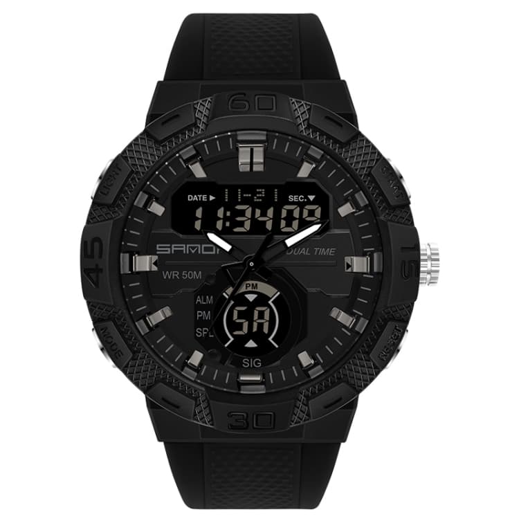 SANDA 3087 Luminous Waterproof Dual Display Electronic Watch(Black) - Immagine 1