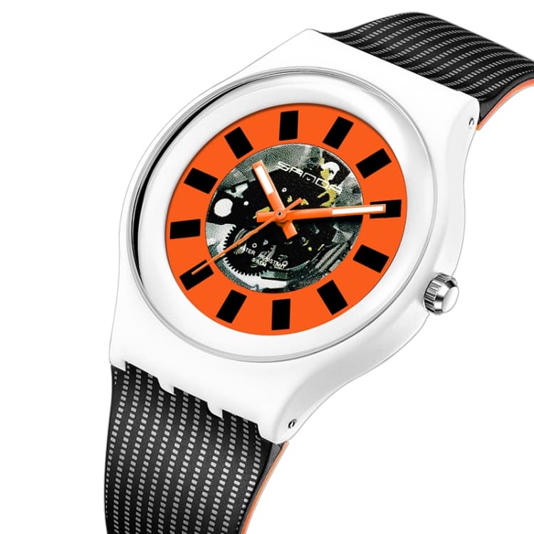 SANDA 3207 Fashion Waterproof Electronic Sports Watch(Black+White) - Immagine 1