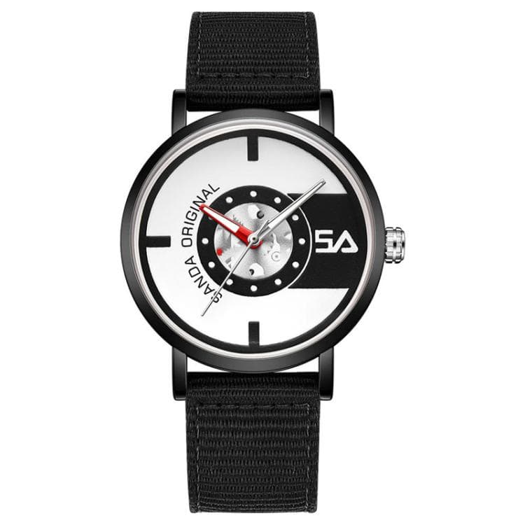 SANDA 3217 Preppy Style 5ATM Waterproof Student Watch with Nylon Strap(Black Strap / Black) - Immagine 1
