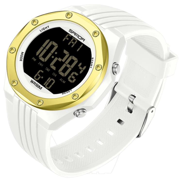SANDA 6093 Waterproof Luminous Electronic Digital Watch(White Gold) - Immagine 1