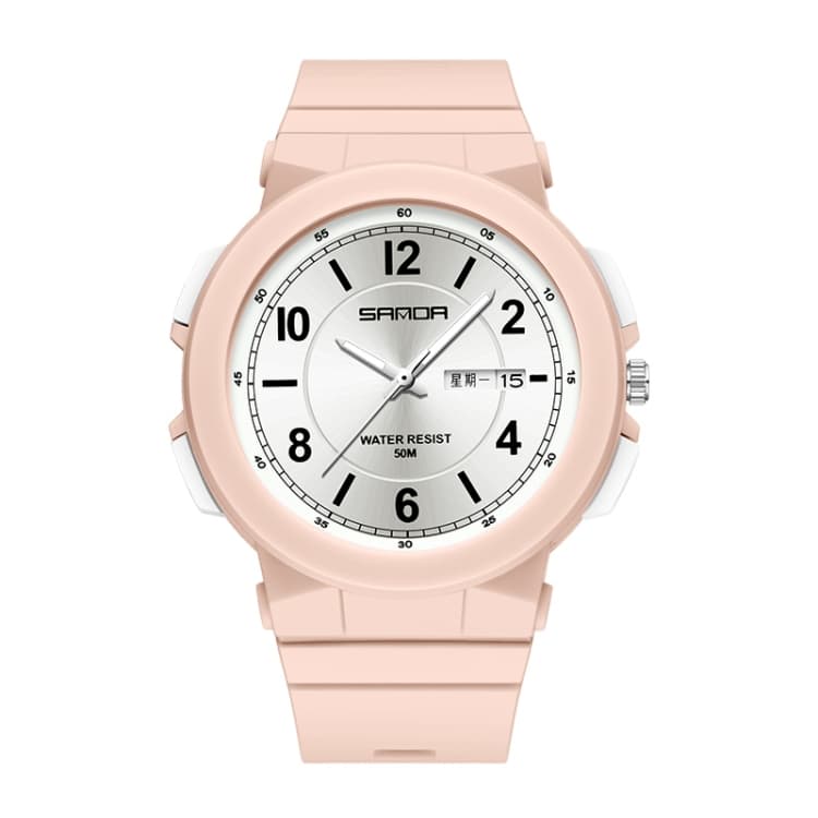 SANDA 6097 TPU Strap Dual Calendar Waterproof Electronic Watch(Cherry Pink) - Immagine 1