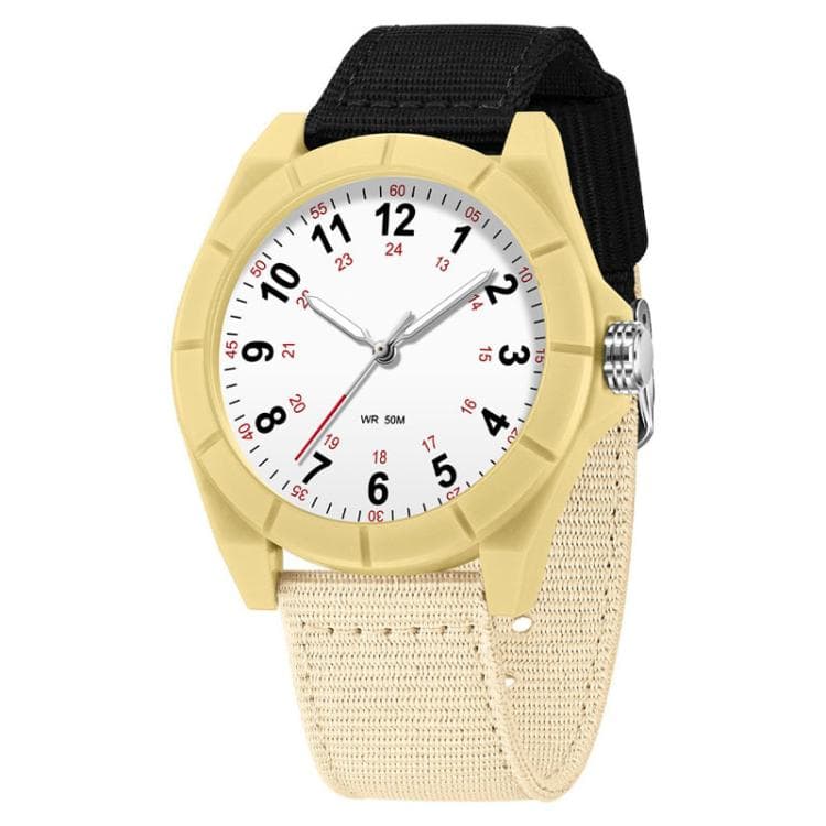 SANDA 6232 Simple 5ATM Waterproof Luminous Watch with Nylon Strap(Black-Beige / Khaki) - Immagine 1