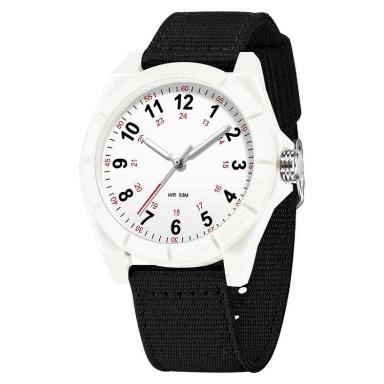 SANDA 6232 Simple 5ATM Waterproof Luminous Watch with Nylon Strap(White Black) - Immagine 1