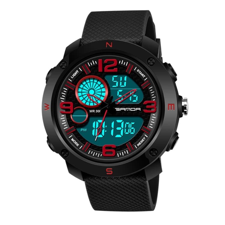SANDA 762 Watch Men Watch Students Men Watch Fashion Trend Youth Waterproof Night light Sports Men(Red) - Immagine 1