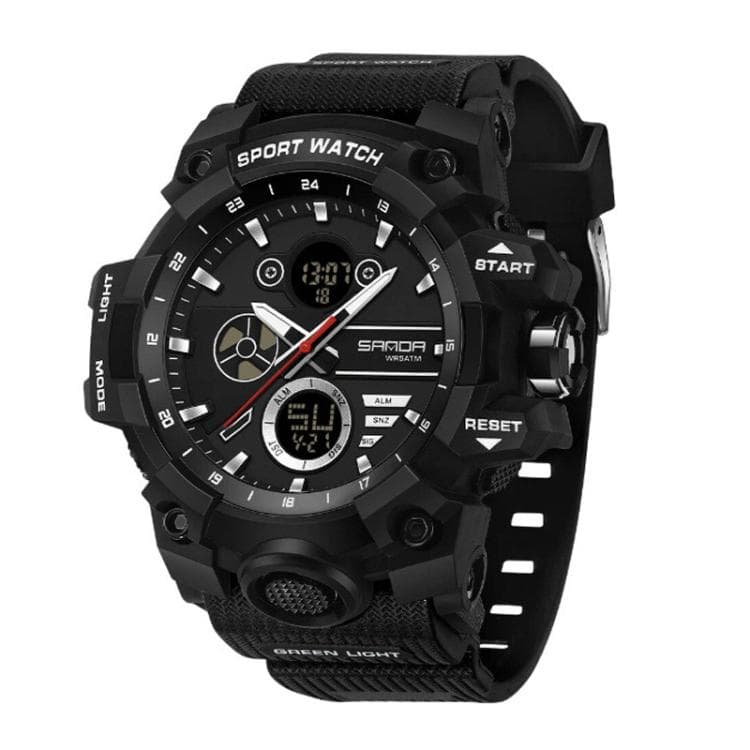SANDA 9094 Multifunctional Sports 5ATM Waterproof Luminous Electronic Watch(Full Black) - Immagine 1