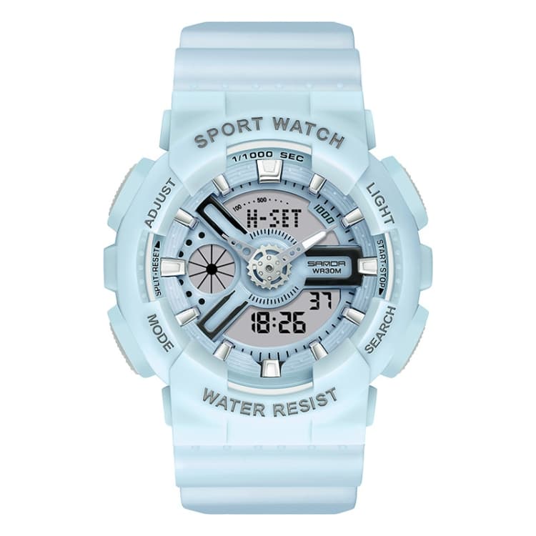 Orologio elettronico multifunzionale luminoso impermeabile per esterni SANDA (Sabbia Azzurra Donna) - Immagine 1