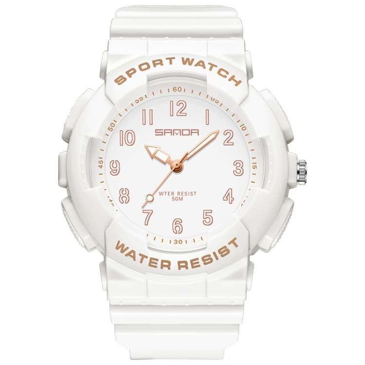 SANDA Small Fresh Digital All-match Waterproof Luminous Student Watch(White Rose Gold) - Immagine 1