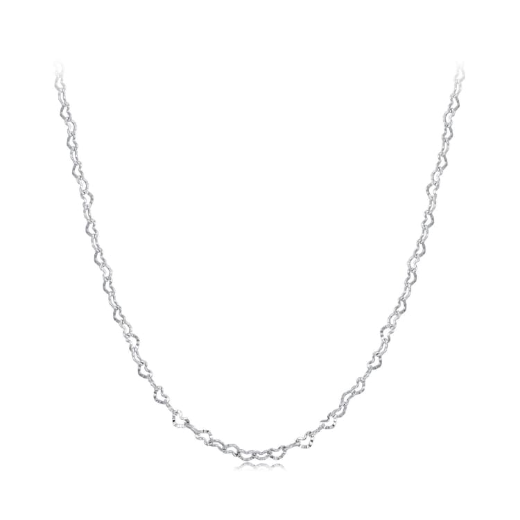 SCA026 Collana a cuore semplice in argento sterling S925 placcato oro bianco - Immagine 1