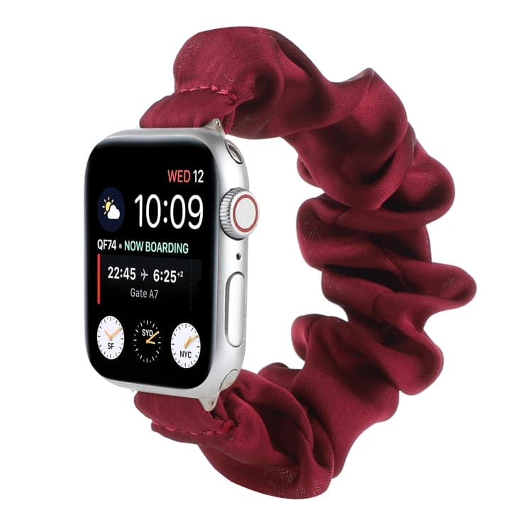 Scarf Hair Tie Watch Band For Apple Watch Ultra 49mm&Watch Ultra 2 49mm / Series 9&8&7 45mm / SE 3&SE 2&6&SE&5&4 44mm / 3&2&1 42mm(Red Wine) - Immagine 1