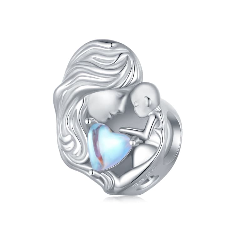 SCC2539 Collana in argento 925 con ciondolo a forma di cuore, accessori per bracciali fai-da-te, amore madre-figlio - Immagine 1