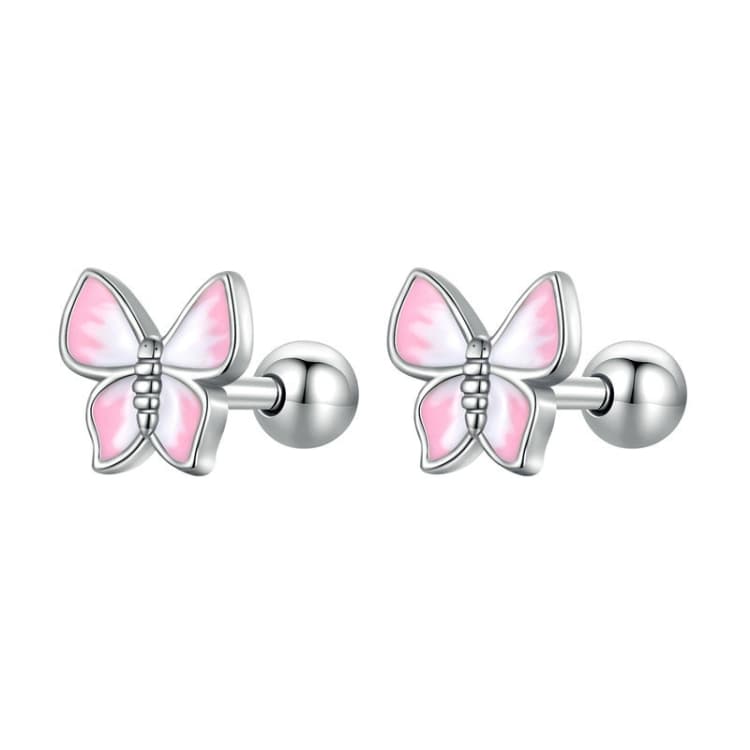 Orecchini a farfalla mini in argento 925 SCE1495 placcati oro bianco - Immagine 1