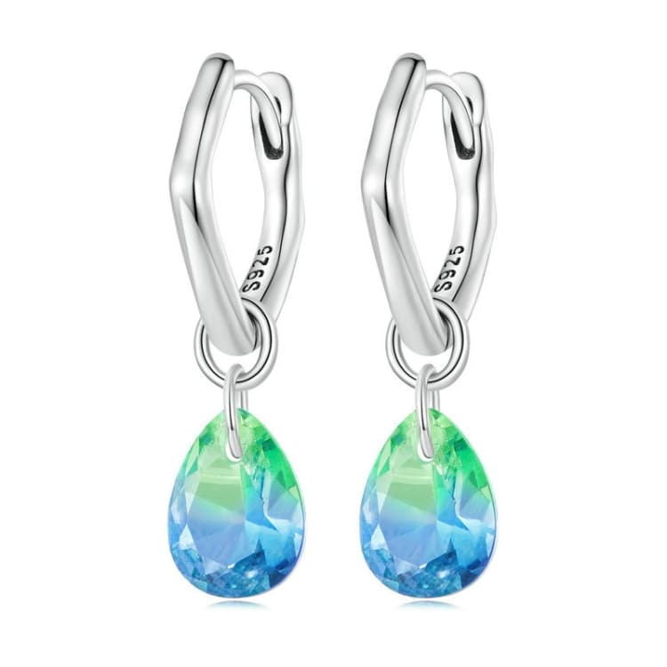 Orecchini a goccia d'acqua in vetro sfumato irregolare in argento sterling S925 - Immagine 1