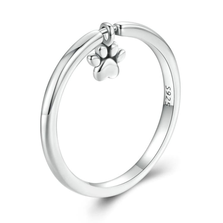 SCR892 Anello in argento sterling S925 con impronta di zampa di cane carino e mobile (N.7) - Immagine 1