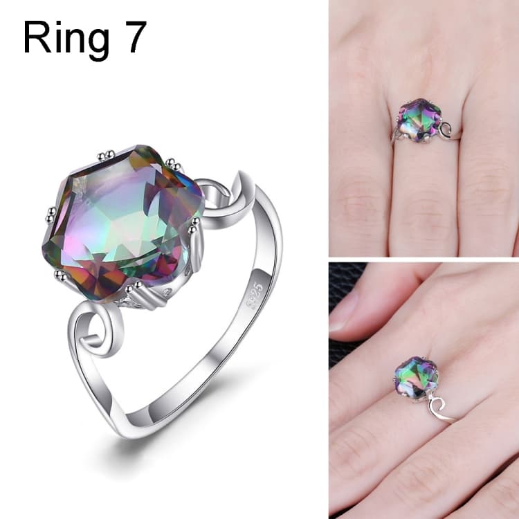 Anello con Zircone di Sette Colori in Argento 925 Sterling Gioiello Anello 7 - Immagine 1