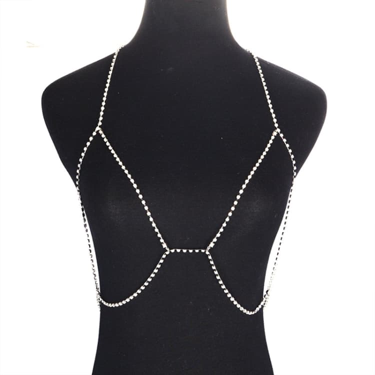 Collana bikini sexy con strass e catena per il corpo (Argento SKU2559) - Immagine 1